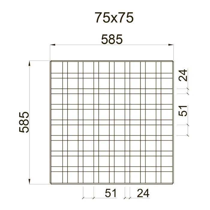 Подвесной потолок Грильято GL-24 ячейка 75х75 мм