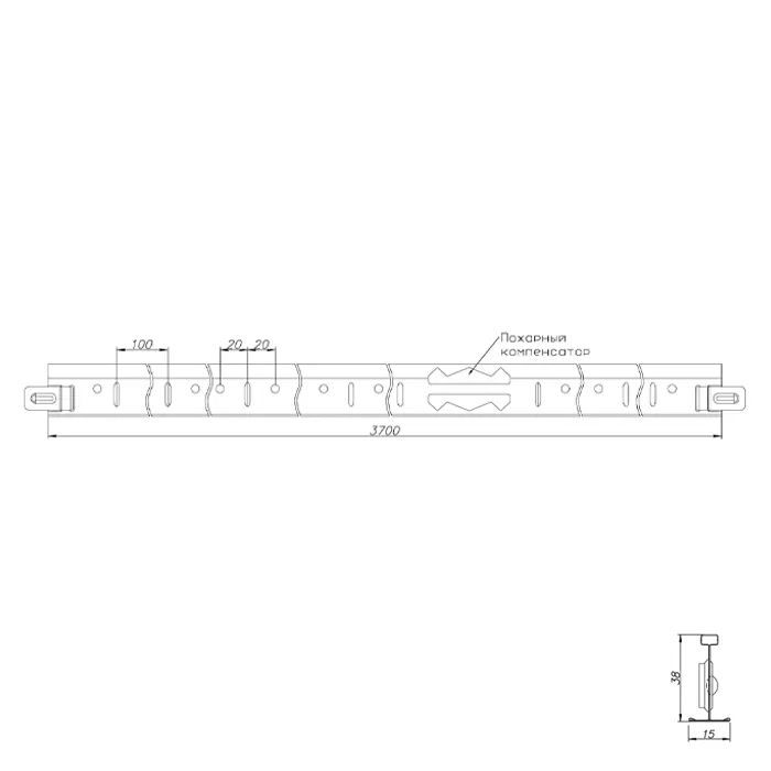 Подвесная система Албес Т 15/38 GL15 черный L=3,7м